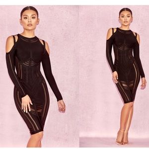 House Of CB, 'Madrina' Black Bandage Mesh Dress, Size M